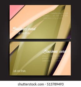 Stylish business cards with colorful stripes. Vector illustration. 5 x 9 cm size.