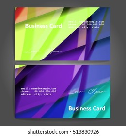 Stylish business cards with colorful stripes. Vector illustration. 5 x 9 cm size.