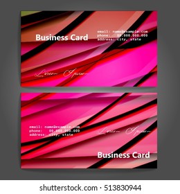 Stylish business cards with colorful stripes. Vector illustration. 5 x 9 cm size.