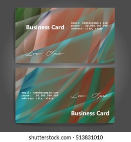 Stylish business cards with colorful stripes. Vector illustration. 5 x 9 cm size.