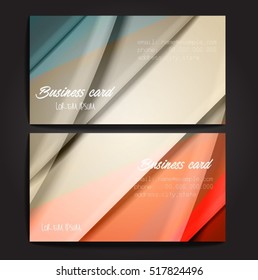 Stylish business cards with colorful stripes. Vector illustration. 5 x 9 cm size.