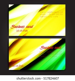 Stylish business cards with colorful stripes. Vector illustration. 5 x 9 cm size.