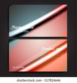 Stylish business cards with colorful stripes. Vector illustration. 5 x 9 cm size.