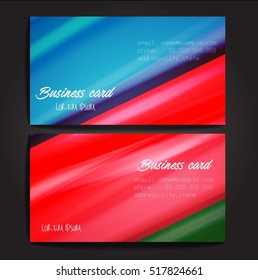 Stylish business cards with colorful stripes. Vector illustration. 5 x 9 cm size.