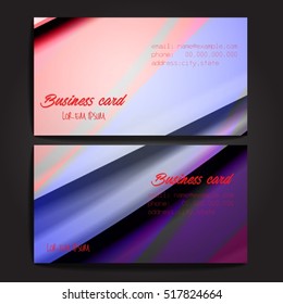 Stylish business cards with colorful stripes. Vector illustration. 5 x 9 cm size.
