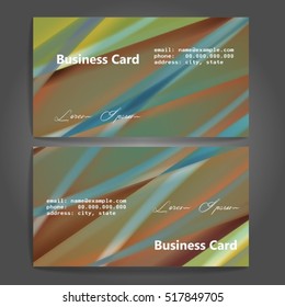 Stylish business cards with colorful stripes. Vector illustration. 5 x 9 cm size.