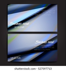 Stylish business cards with colorful stripes. Vector illustration. 5 x 9 cm size.
