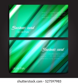 Stylish business cards with colorful stripes. Vector illustration. 5 x 9 cm size.