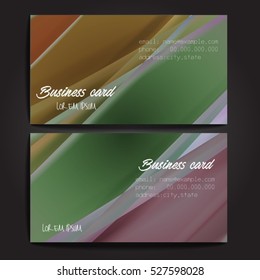 Stylish business cards with colorful stripes. Vector illustration. 5 x 9 cm size.