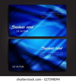 Stylish business cards with colorful stripes. Vector illustration. 5 x 9 cm size.