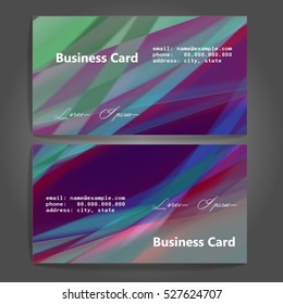 Stylish business cards with colorful stripes. Vector illustration. 5 x 9 cm size.