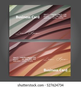 Stylish business cards with colorful stripes. Vector illustration. 5 x 9 cm size.