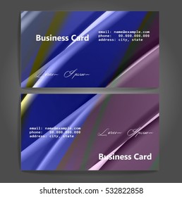 Stylish business cards with colorful stripes. Vector illustration. 5 x 9 cm size.