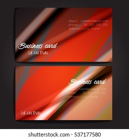 Stylish business cards with colorful stripes. Vector illustration. 5 x 9 cm size.