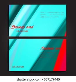 Stylish business cards with colorful stripes. Vector illustration. 5 x 9 cm size.
