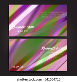 Stylish business cards with colorful stripes. Vector illustration. 5 x 9 cm size.