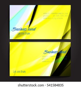 Stylish business cards with colorful stripes. Vector illustration. 5 x 9 cm size.