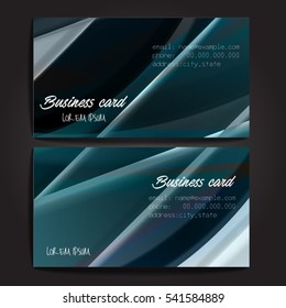 Stylish business cards with colorful stripes. Vector illustration. 5 x 9 cm size.