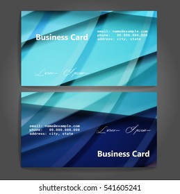 Stylish business cards with colorful stripes. Vector illustration. 5 x 9 cm size.