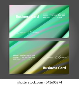 Stylish business cards with colorful stripes. Vector illustration. 5 x 9 cm size.