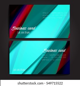 Stylish business cards with colorful stripes. Vector illustration. 5 x 9 cm size.