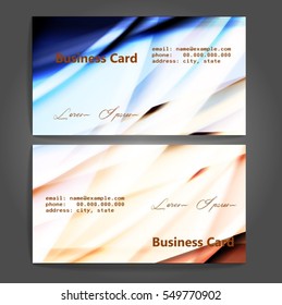 Stylish business cards with colorful stripes. Vector illustration. 5 x 9 cm size.