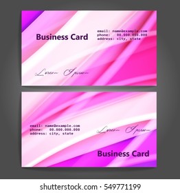 Stylish business cards with colorful stripes. Vector illustration. 5 x 9 cm size.