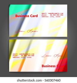 Stylish business cards with colorful stripes. Vector illustration. 5 x 9 cm size.