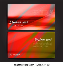 Stylish business cards with colorful stripes. Vector illustration. 5 x 9 cm size.