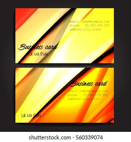 Stylish business cards with colorful stripes. Vector illustration. 5 x 9 cm size.
