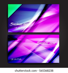 Stylish business cards with colorful stripes. Vector illustration. 5 x 9 cm size.