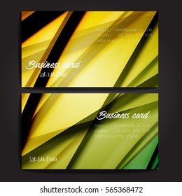 Stylish business cards with colorful stripes. Vector illustration. 5 x 9 cm size.