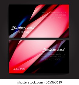 Stylish business cards with colorful stripes. Vector illustration. 5 x 9 cm size.
