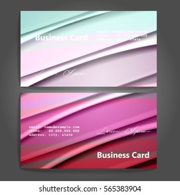Stylish business cards with colorful stripes. Vector illustration. 5 x 9 cm size.