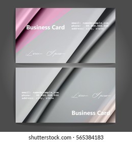 Stylish business cards with colorful stripes. Vector illustration. 5 x 9 cm size.
