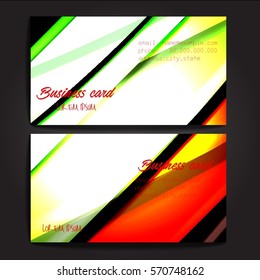 Stylish business cards with colorful stripes. Vector illustration. 5 x 9 cm size.