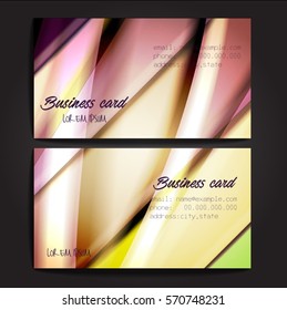 Stylish business cards with colorful stripes. Vector illustration. 5 x 9 cm size.