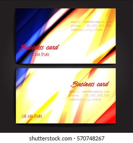 Stylish business cards with colorful stripes. Vector illustration. 5 x 9 cm size.