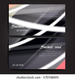 Stylish business cards with colorful stripes. Vector illustration. 5 x 9 cm size.