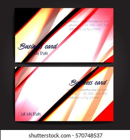 Stylish business cards with colorful stripes. Vector illustration. 5 x 9 cm size.
