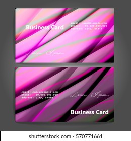 Stylish business cards with colorful stripes. Vector illustration. 5 x 9 cm size.