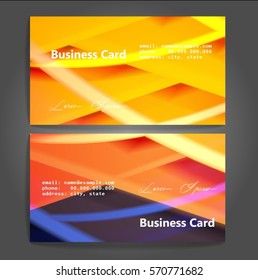 Stylish business cards with colorful stripes. Vector illustration. 5 x 9 cm size.