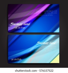Stylish business cards with colorful stripes. Vector illustration. 5 x 9 cm size.