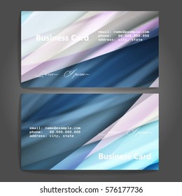 Stylish business cards with colorful stripes. Vector illustration. 5 x 9 cm size.