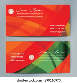 Stylish business cards with colorful wavy stripes. Vector illustrations. 5 x 9 cm size.