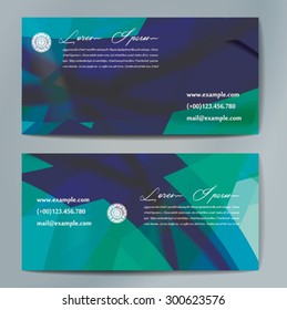 Stylish business cards with colorful wavy stripes. Vector illustrations. 5 x 9 cm size.
