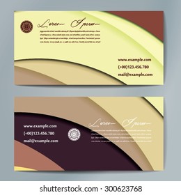 Stylish business cards with colorful wavy stripes. Vector illustrations. 5 x 9 cm size.