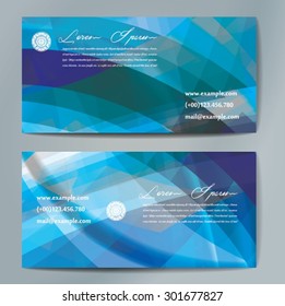 Stylish business cards with colorful wavy stripes. Vector illustrations. 5 x 9 cm size.