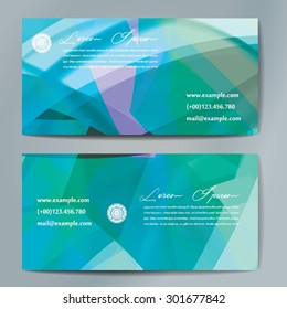 Stylish business cards with colorful wavy stripes. Vector illustrations. 5 x 9 cm size.