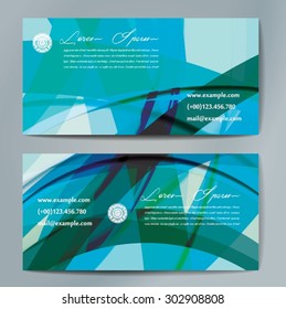 Stylish business cards with colorful wavy stripes. Vector illustrations. 5 x 9 cm size.